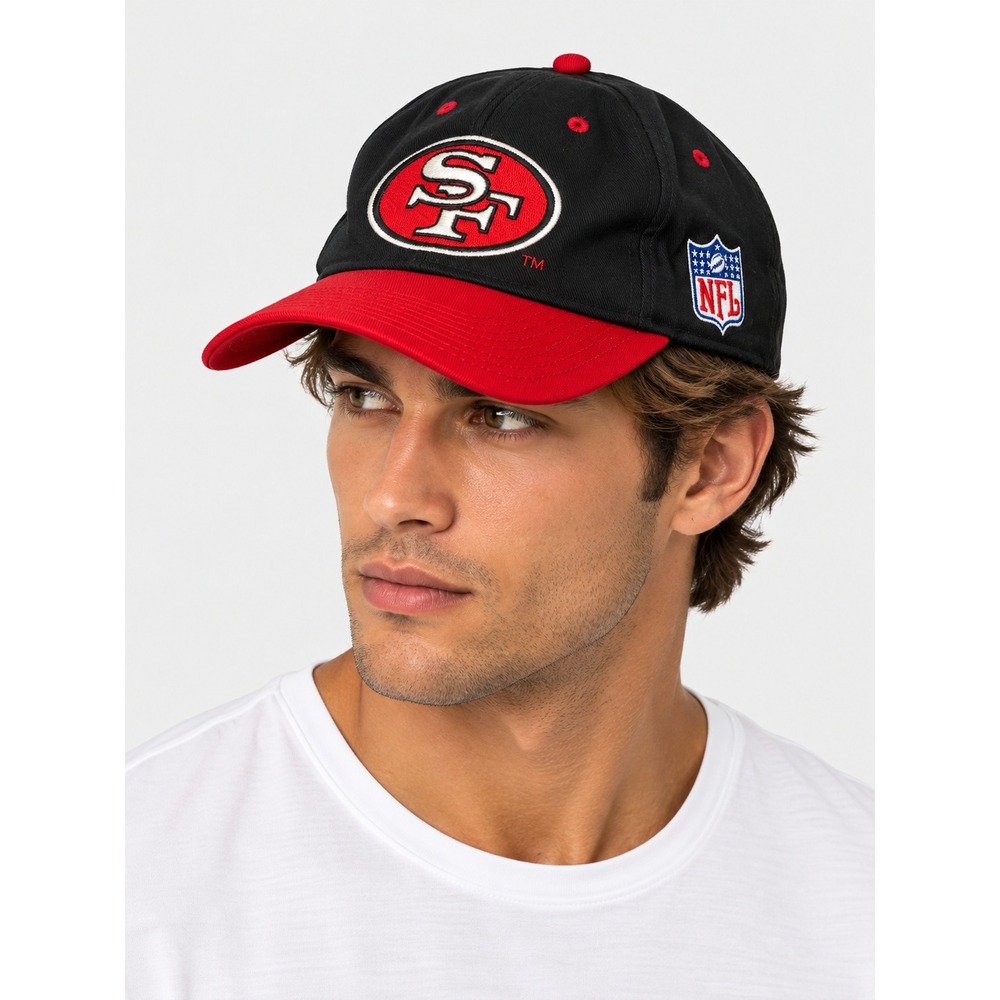 Vintage Starter San Francisco 49ers NFL Fitted Hat Wool Black Red SF Cap Size 7